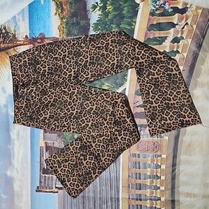 7 For All Mankind Animal Print Raw Hem Flare‎ Jeans Size 24